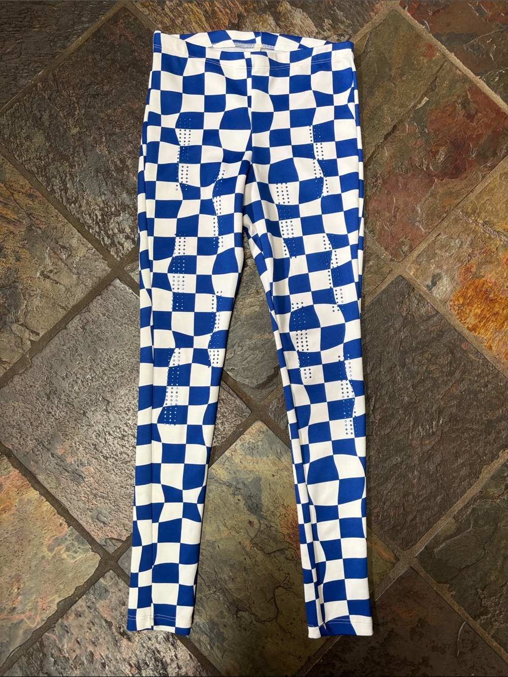 Blue and White Checkered Leggings